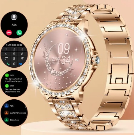 Stylish gold ladies smartwatch.